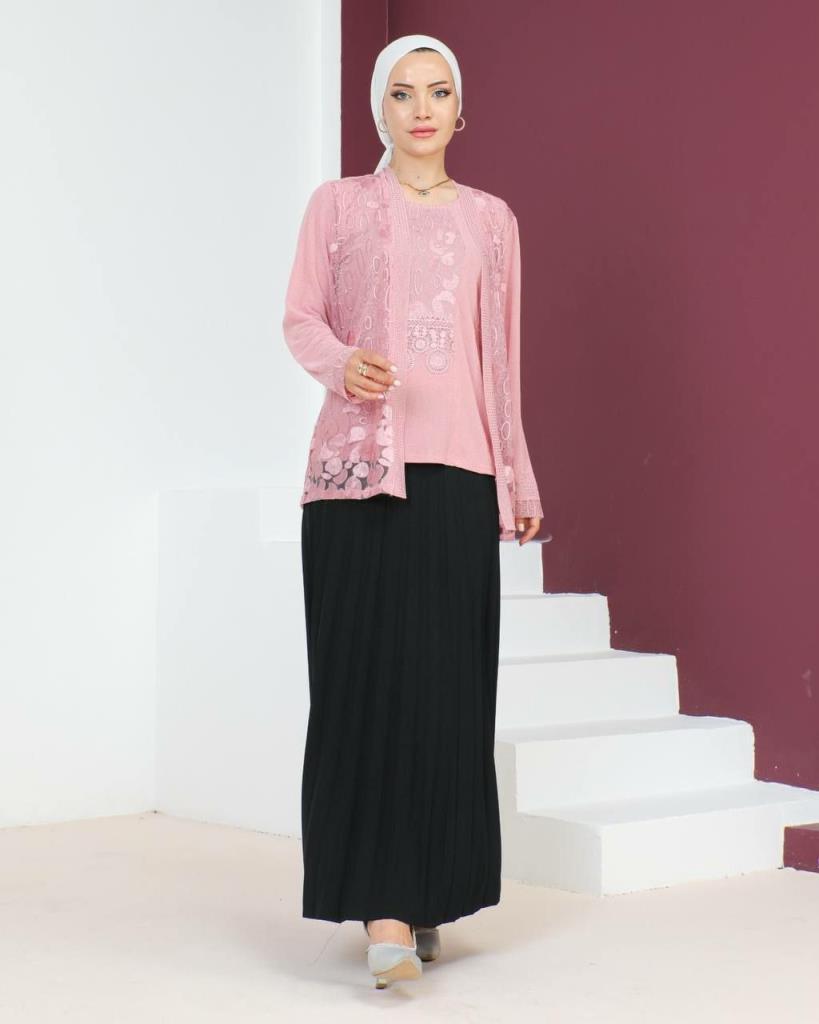 kadın abiye bluz model N0026 - PEMBE kadın abiye bluz model N0026 - PEMBE