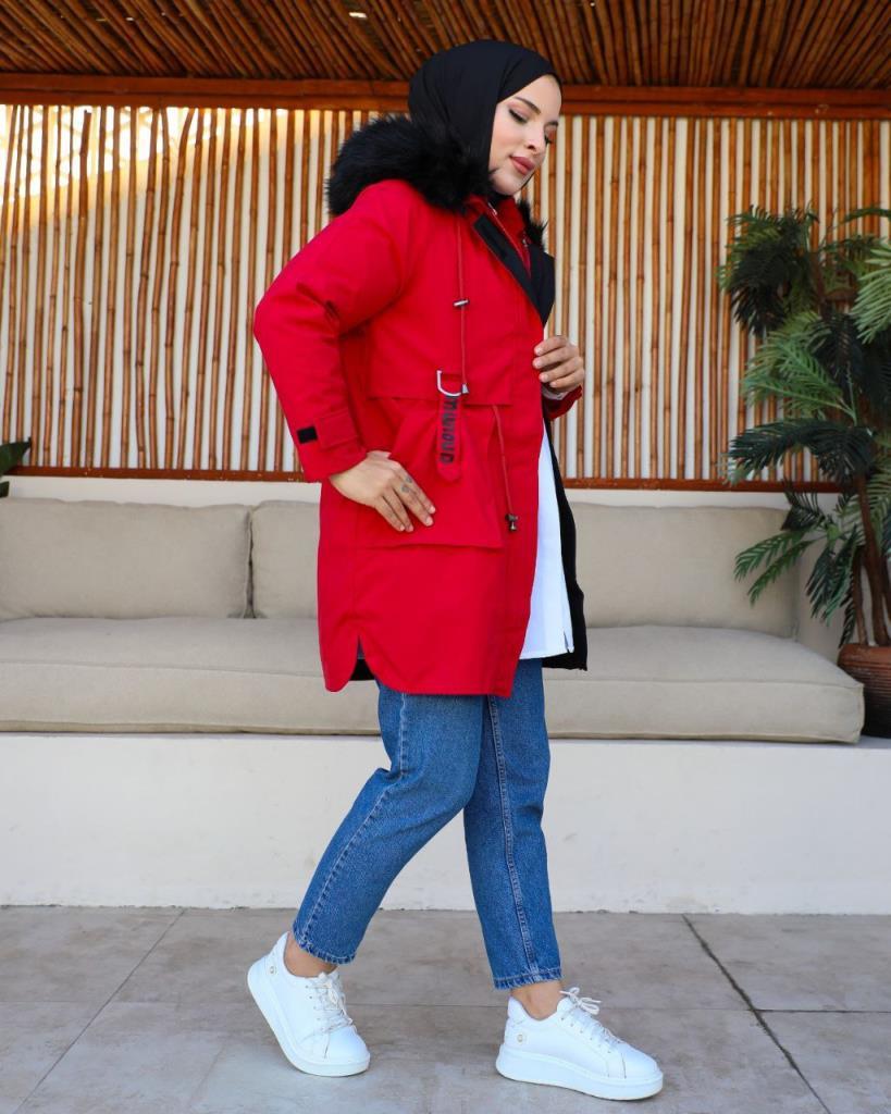 New Season Women's Winter Fur Short Jacket Stylish and Modren Model S0012 - Red