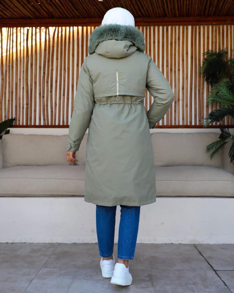 new season women's winter stylish and modern midi jacket model S0015 - Green