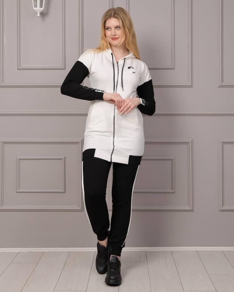 home pajamas, simple and stylish design, made of soft and quality fabric MODEL A0487 - BEYAZ