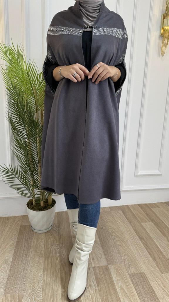 New season women's velvet winter and hijab cape model 3810 - Gray