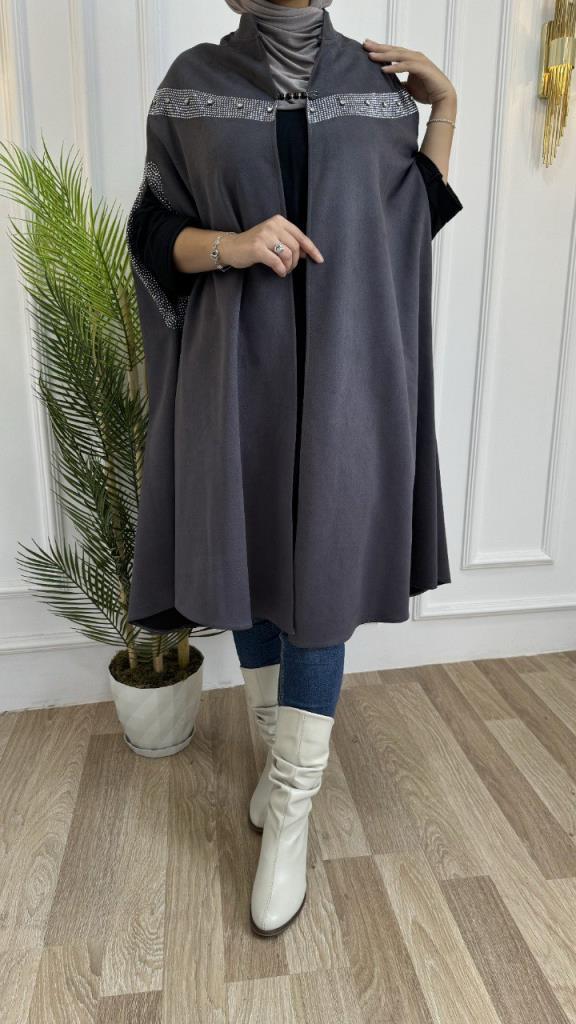 New season women's velvet winter and hijab cape model 3810 - Gray