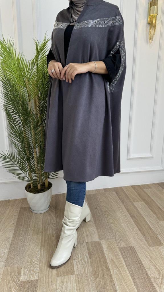 New season women's velvet winter and hijab cape model 3810 - Gray