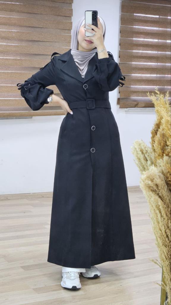 Long and comfortable coat for veiled women, model M8004 - Navy Blue