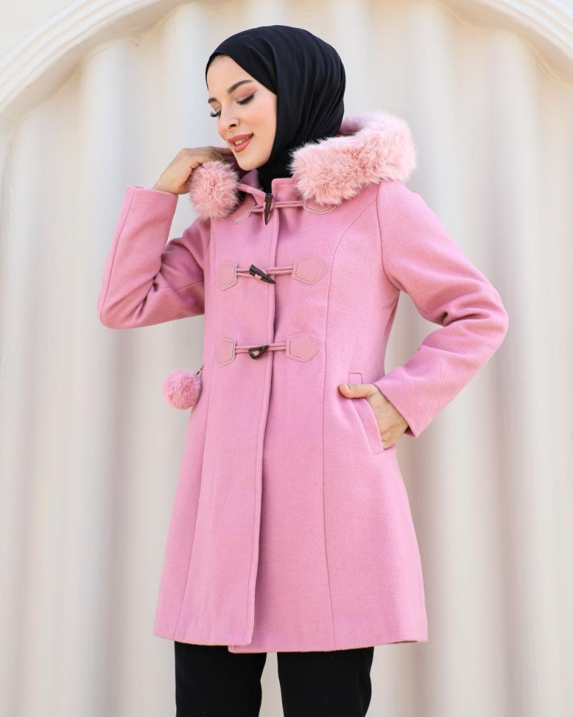 New season women's winter jacket fur hood suitable for daily use model S0003 - Fuchsia