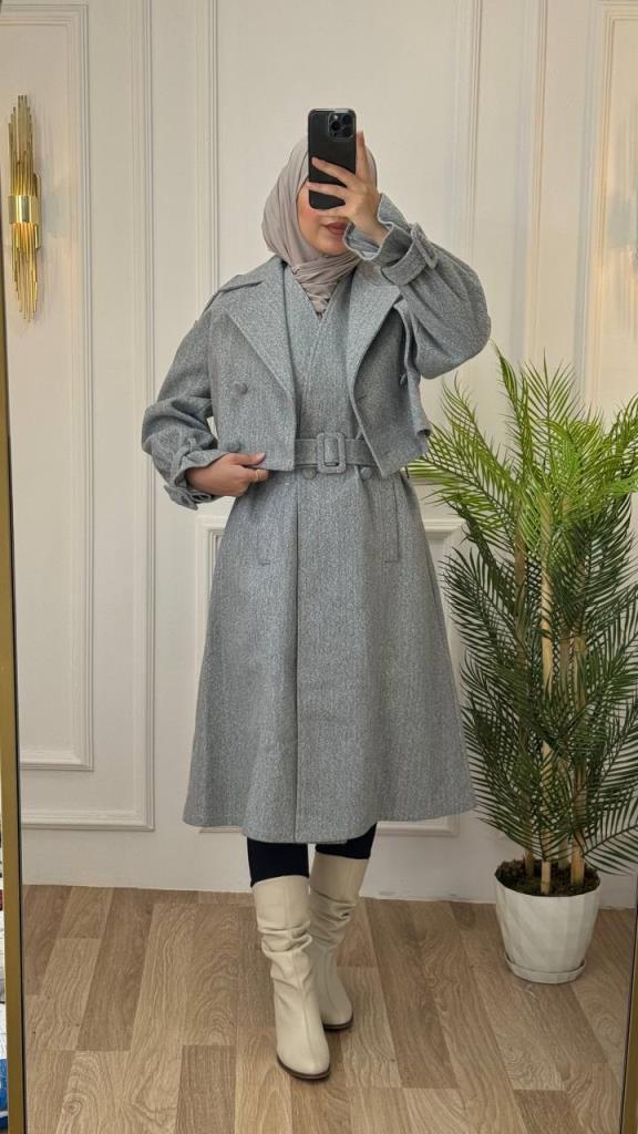 New Season Women's Winter Two Piece Midi Trevencote Stylish and Modren Model G1438 is suitable for daily use - Gray