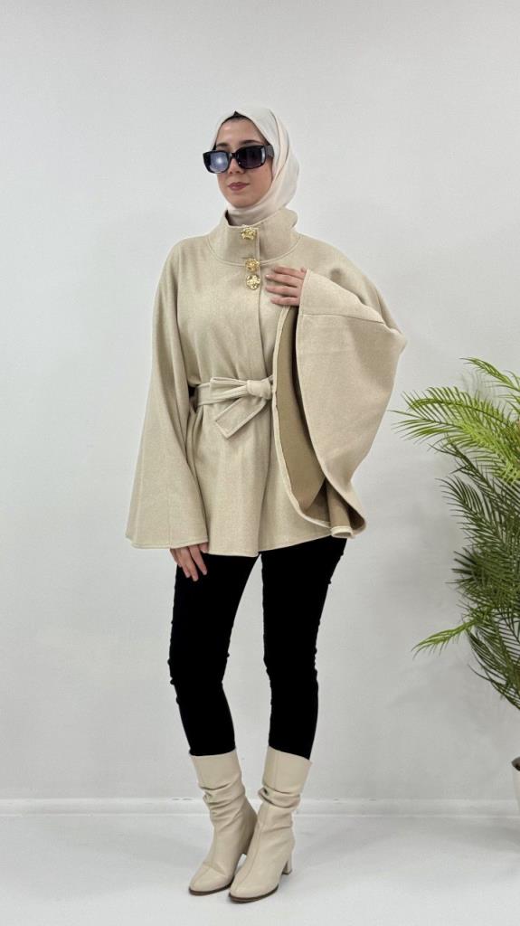 New Szonlu Women's Winter Cape, Model G3784 - Beige