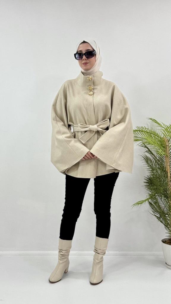New Szonlu Women's Winter Cape, Model G3784 - Beige