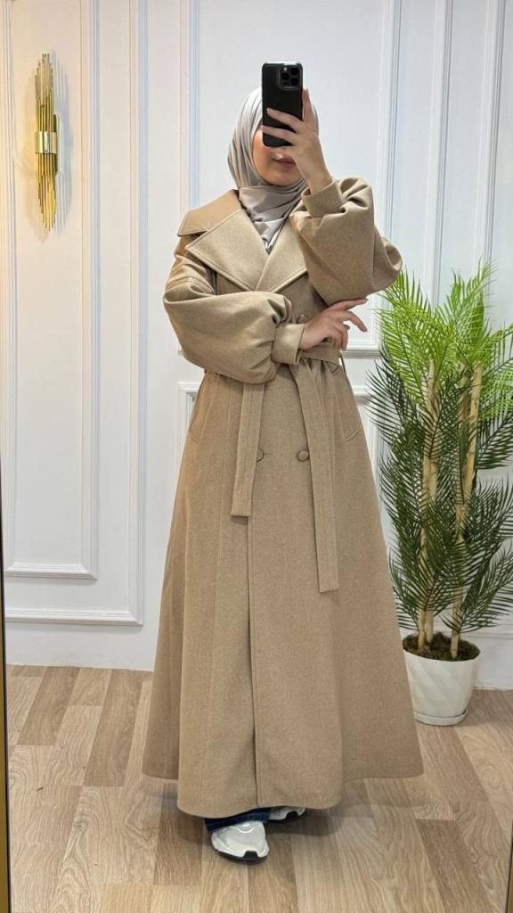 New season women's winter stylish and modern trench coat loose cut suitable for daily use model M9028 - Tan