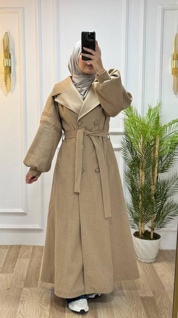 New season women's winter stylish and modern trench coat loose cut suitable for daily use model M9028 - Tan