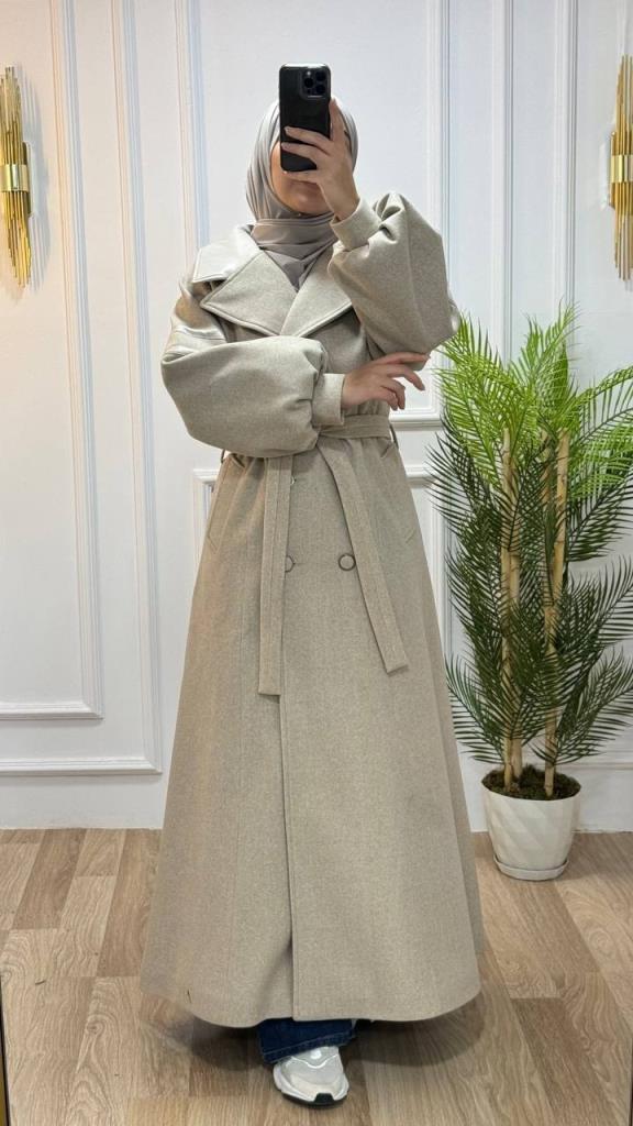 New season women's winter stylish and modern trench coat loose cut suitable for daily use model M9028 - Beige