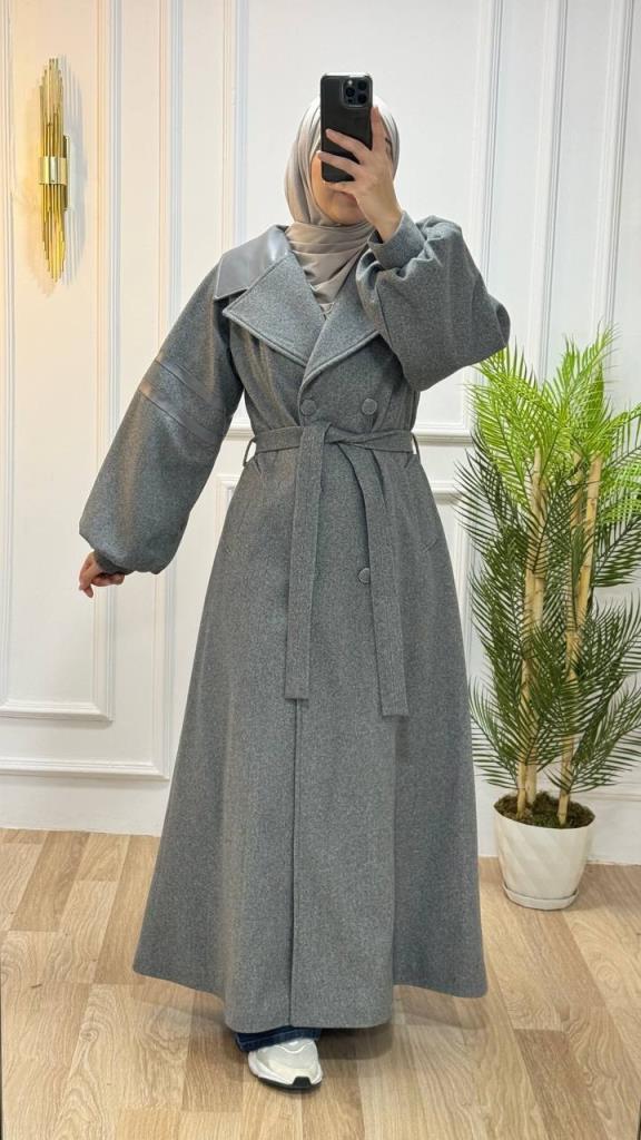 New season women's winter stylish and modern trench coat loose cut suitable for daily use model M9028 - Gray New season women's winter stylish and modern trench coat loose cut suitable for daily use model M9028 - Gray