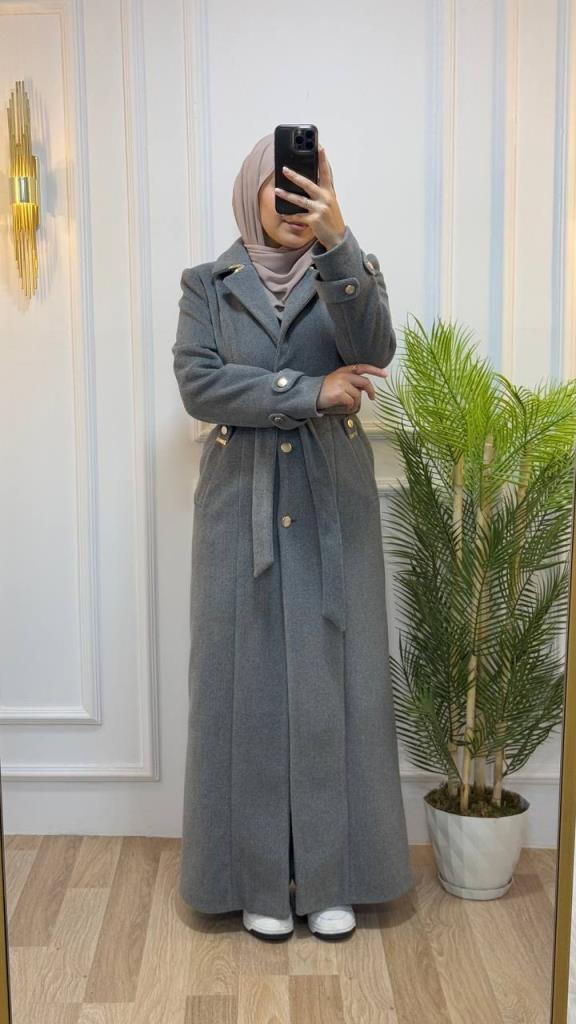 New season women's winter stylish and comfortable long coat suitable for daily use model 9032 - Gray