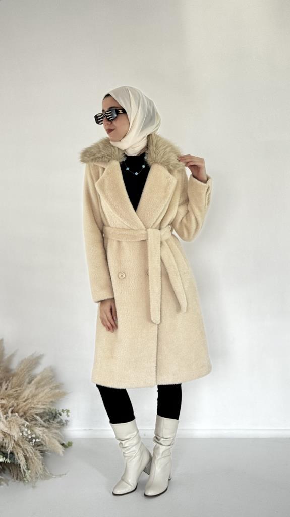 New season women's winter trench coat model G3837 - Beige