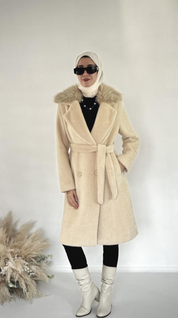New season women's winter trench coat model G3837 - Beige