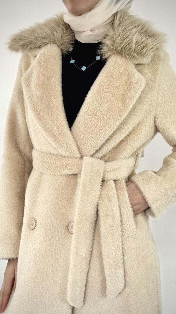 New season women's winter trench coat model G3837 - Beige