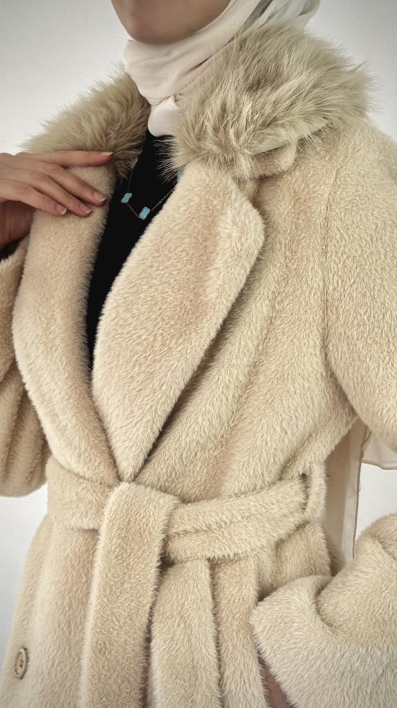 New season women's winter trench coat model G3837 - Beige