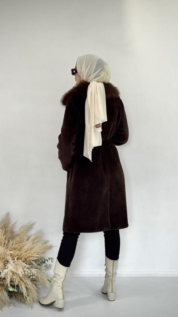 New season women's winter trench coat model G3837 - Brown