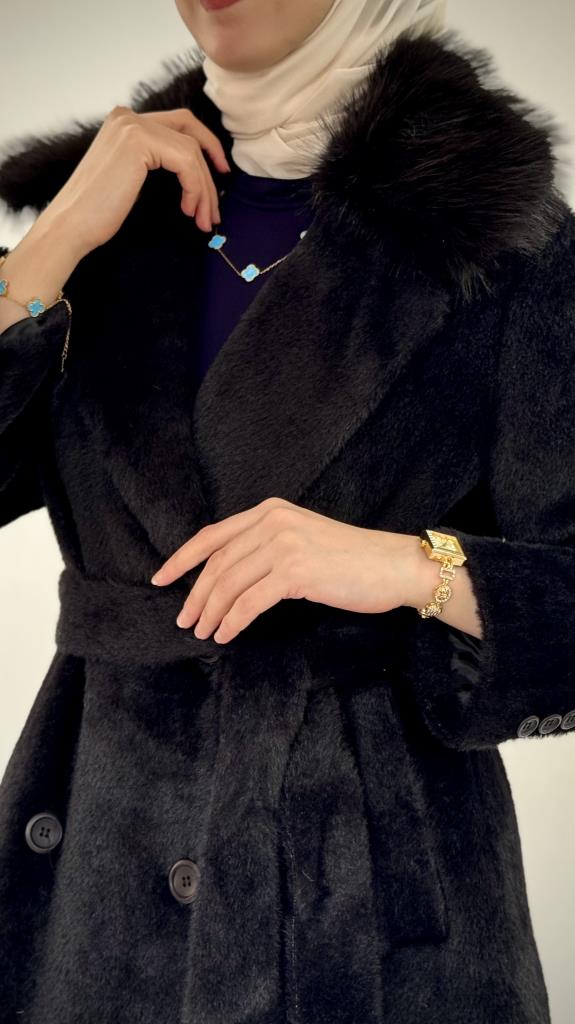 New season women's winter trench coat model G3837 - Black