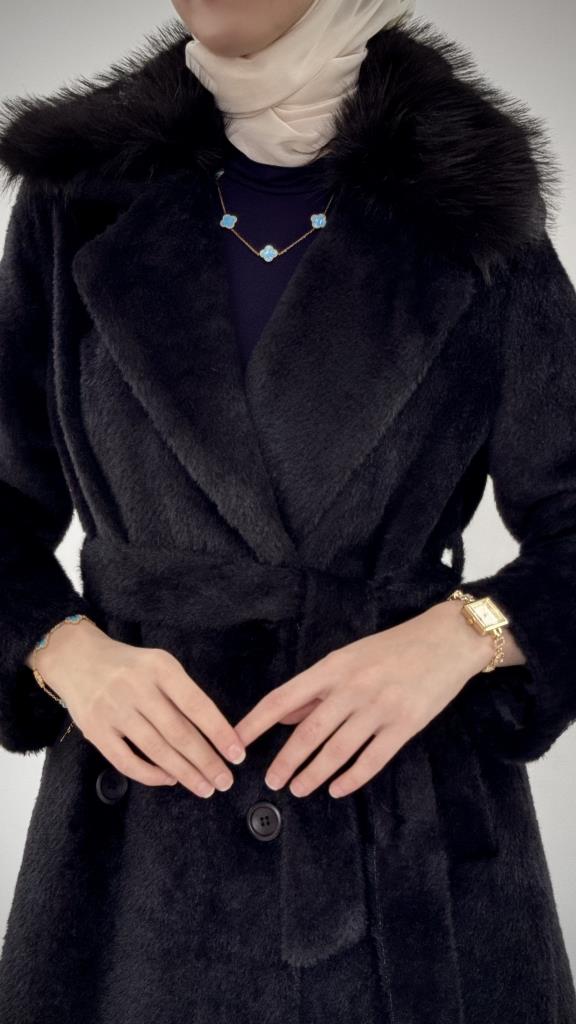 New season women's winter trench coat model G3837 - Black