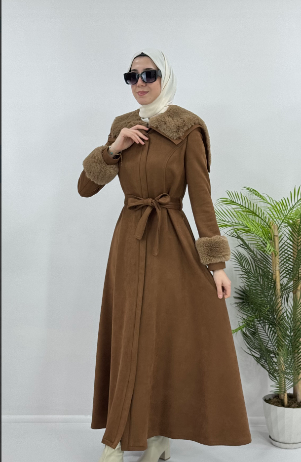 New season women's winter long trench coat is stylish and comfortable, suitable for daily use model m1603 - Brown