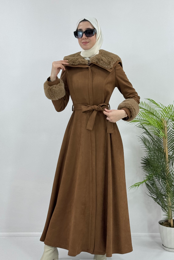 New season women's winter long trench coat is stylish and comfortable, suitable for daily use model m1603 - Brown