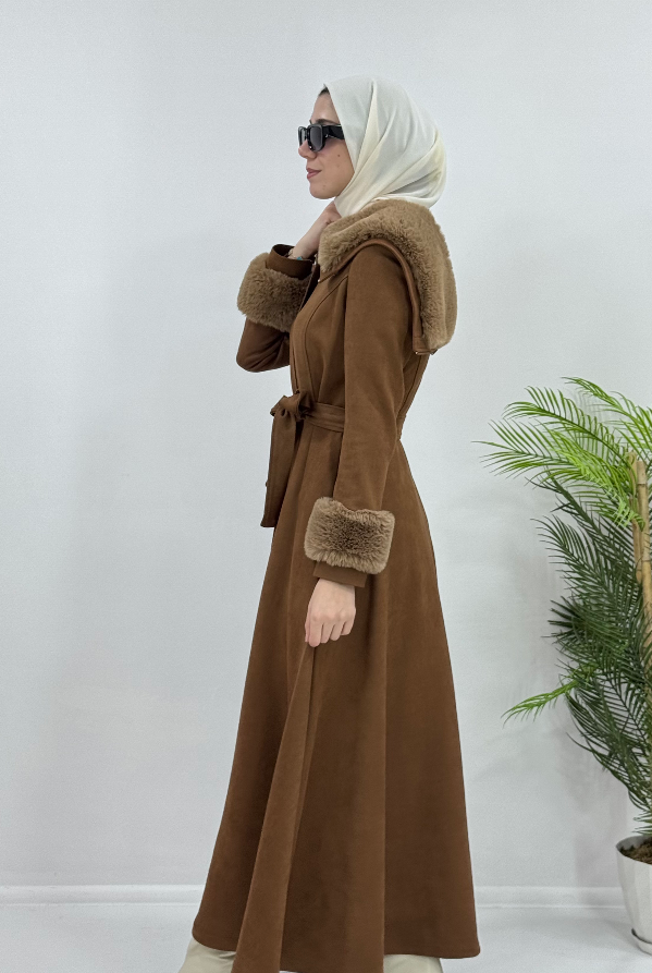 New season women's winter long trench coat is stylish and comfortable, suitable for daily use model m1603 - Brown