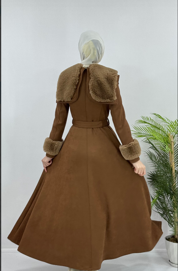 New season women's winter long trench coat is stylish and comfortable, suitable for daily use model m1603 - Brown