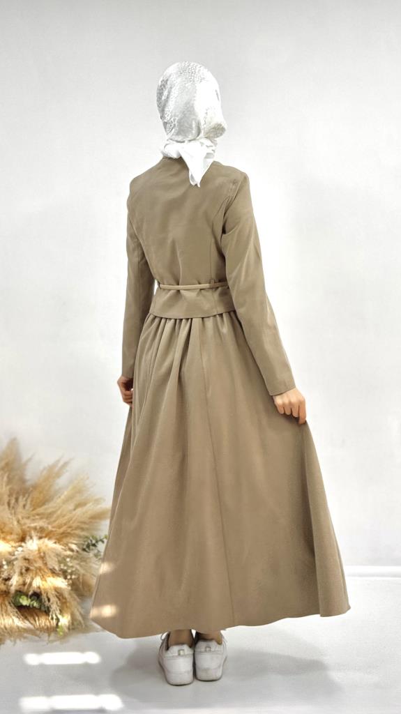 New season women's modest top and bottom set, model G3757 - Beige