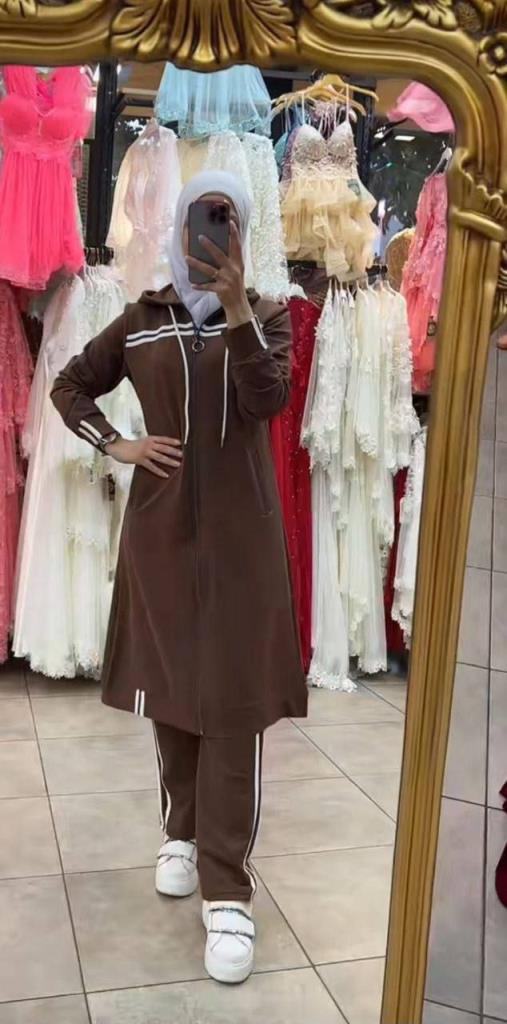 New season women's hijab pajamas loose cut suitable for daily use model 9366 - Brown