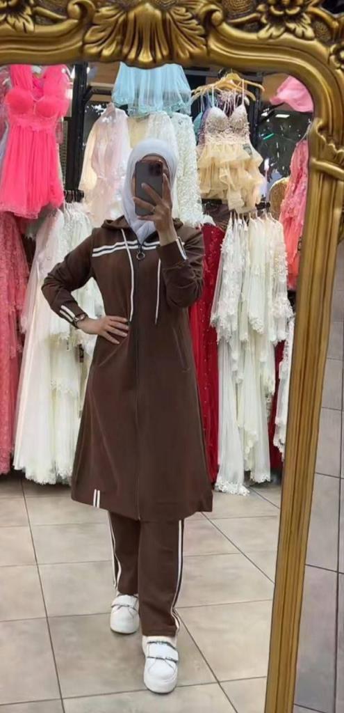 New season women's hijab pajamas loose cut suitable for daily use model 9366 - Brown