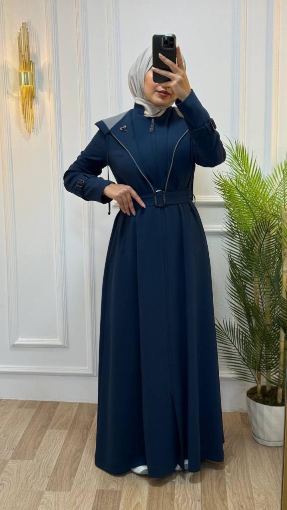 Summer coat for veiled women, model m0028 - Blue