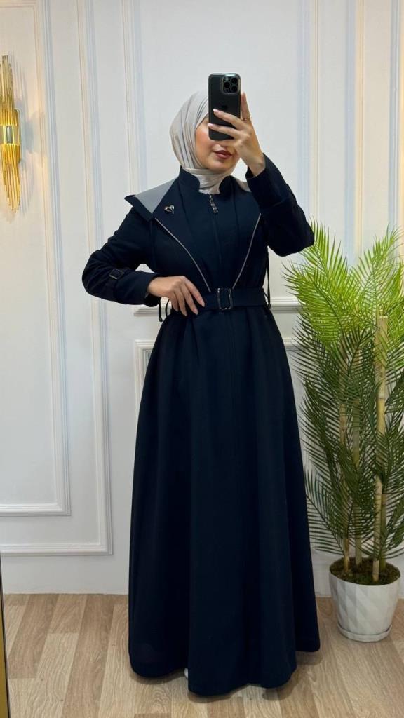 Summer coat for veiled women, model m0028 - Navy Blue