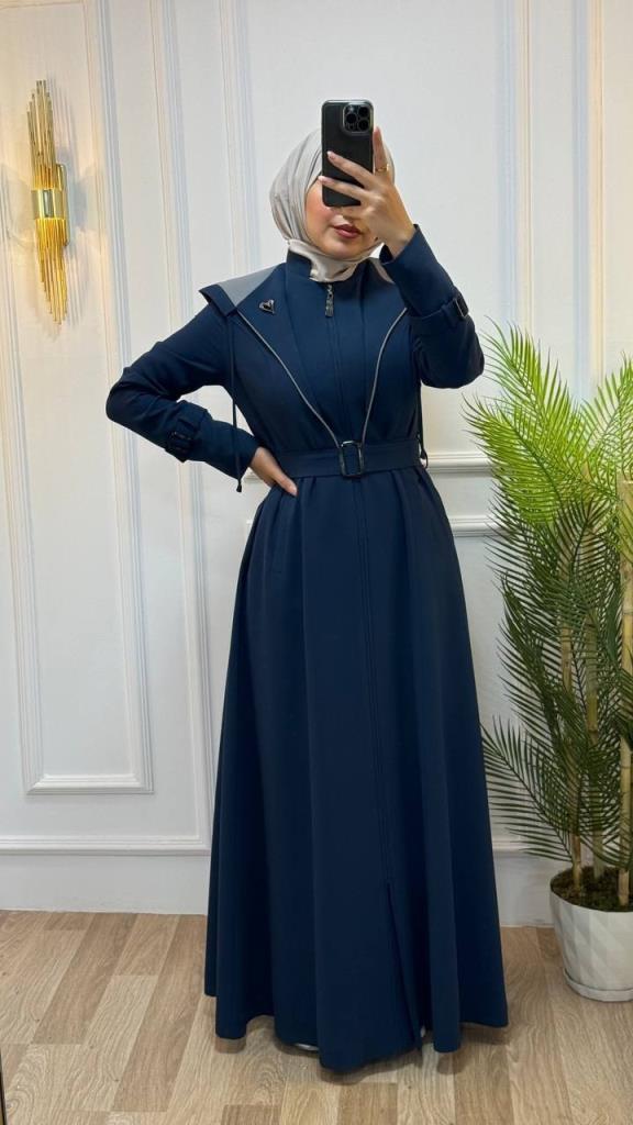 Summer coat for veiled women, model m0028 - Blue