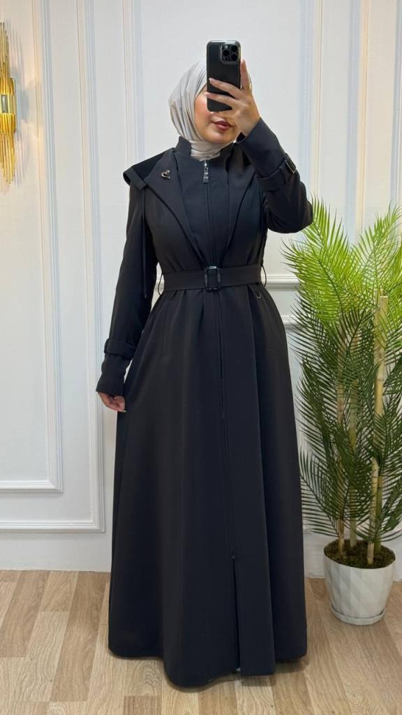 Summer coat for veiled women, model m0028 - Black