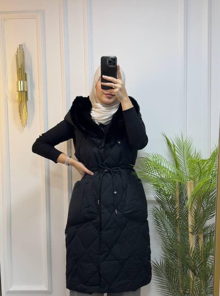 New season women's winter stylish and comfortable raincoat vest is suitable for winter days model Z0006 - Black