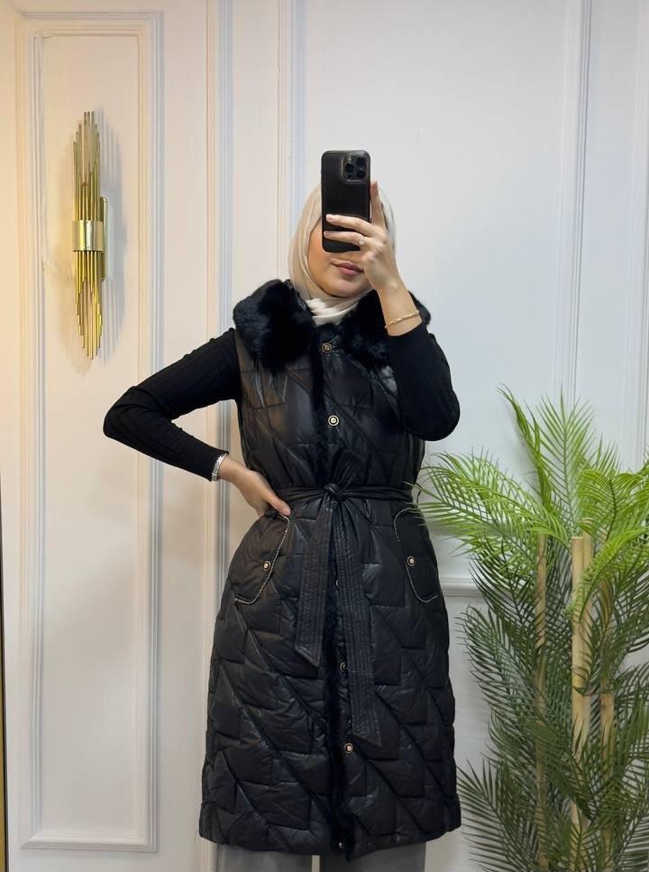 New season women's winter stylish and modern raincoat vest is suitable for winter days model Z0007 - Black