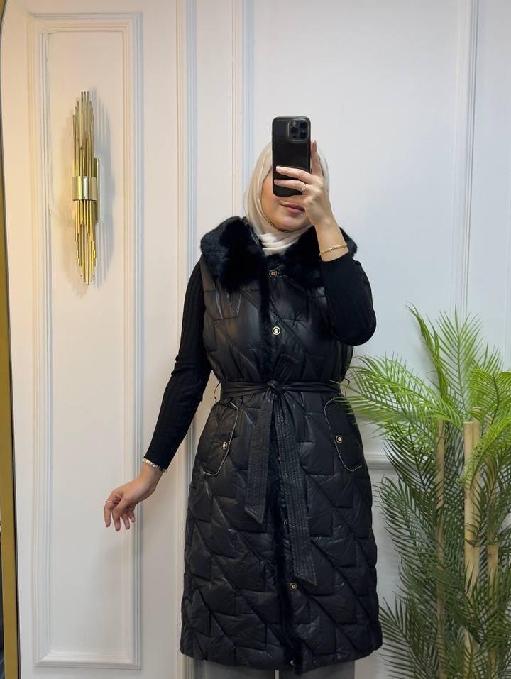 New season women's winter stylish and modern raincoat vest is suitable for winter days model Z0007 - Black