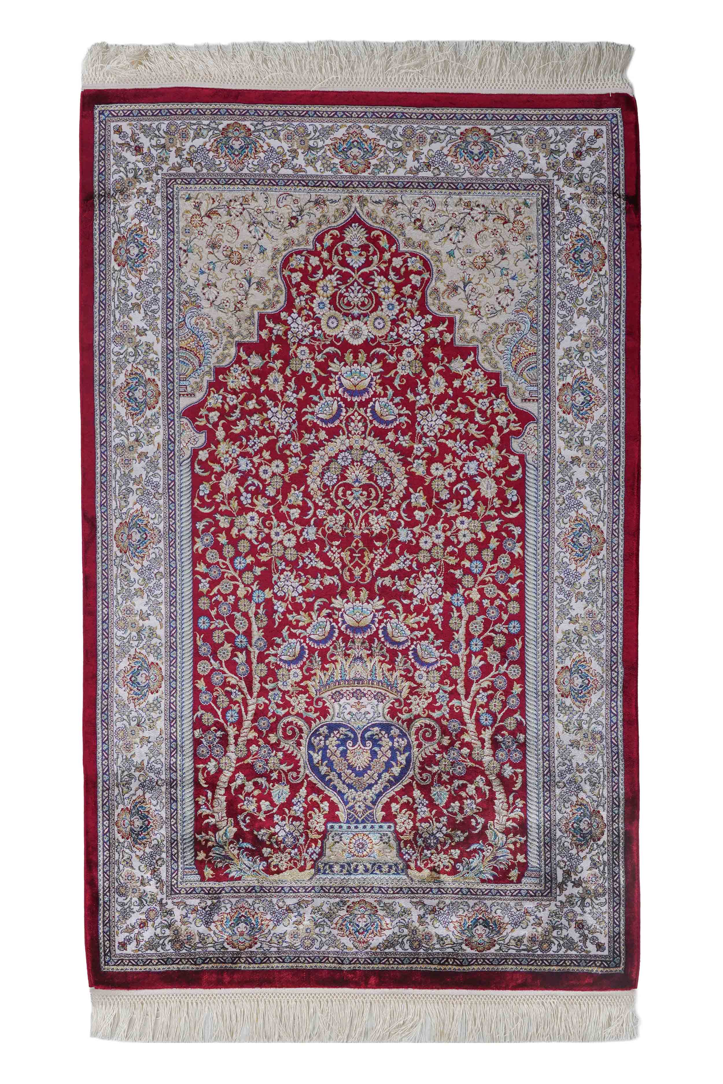 Kumkapı Serisi S818A Lüks Modal Seccade - Bordo, Krem - detay