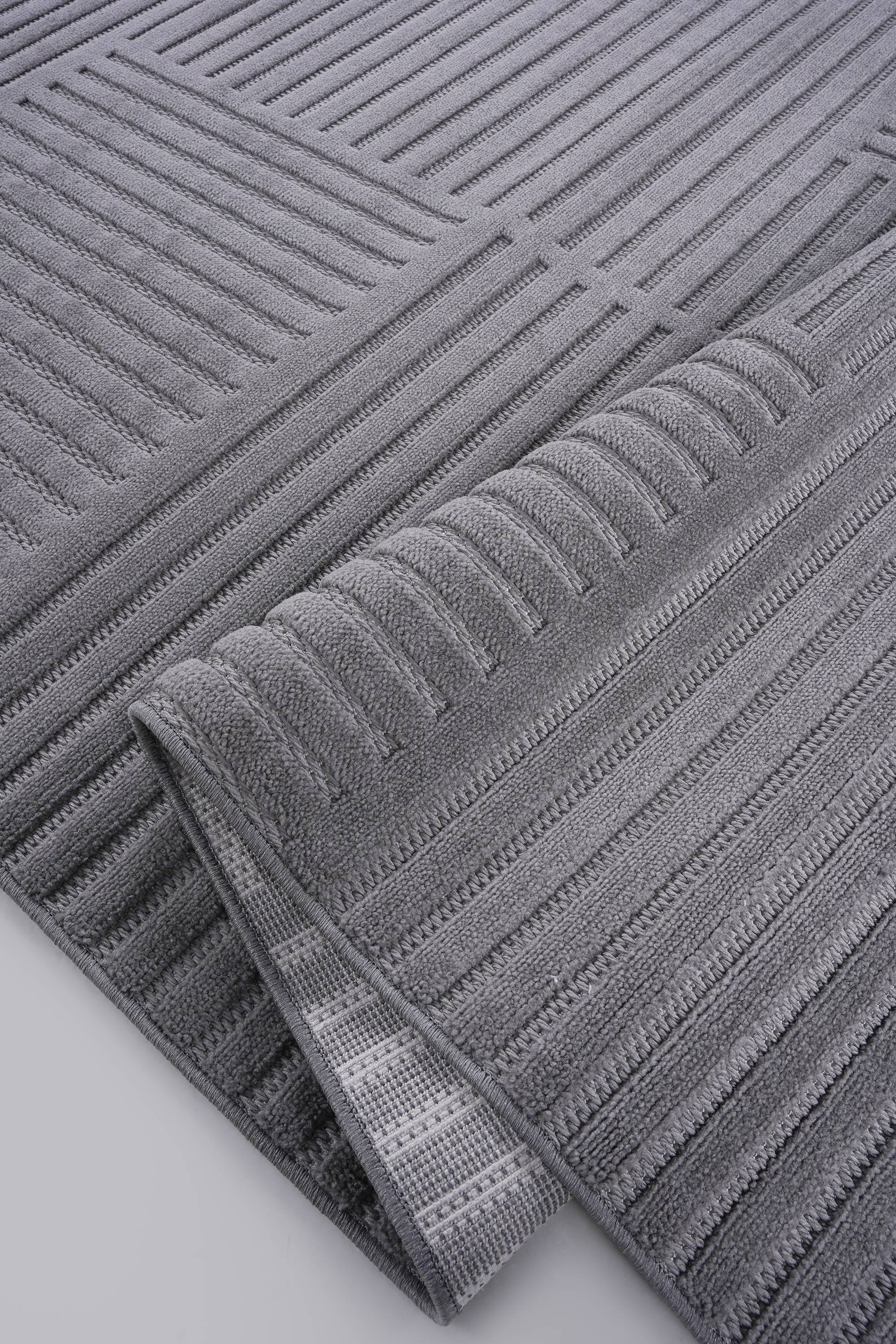 Prag 9202 Gri Geometrik Salon Halısı