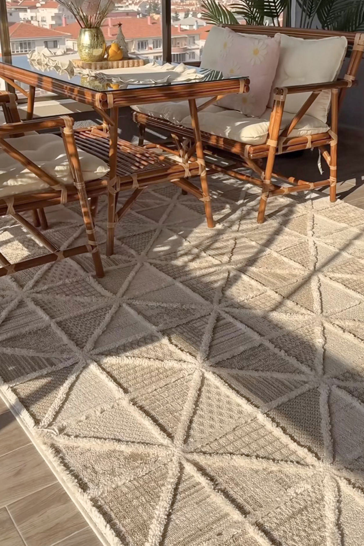 Step 2201 Krem Etnik Desenli Salon Halısı Kesme Halı - Detay 3