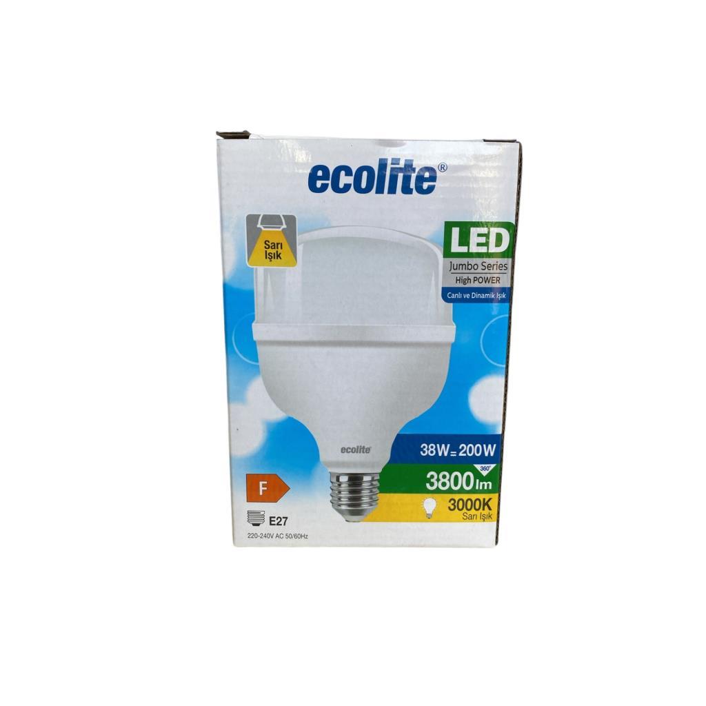 Ecolite 38W (200W) Jumbo LED Ampul 3000K Sarı Işık E27 Duylu Ecolite ...