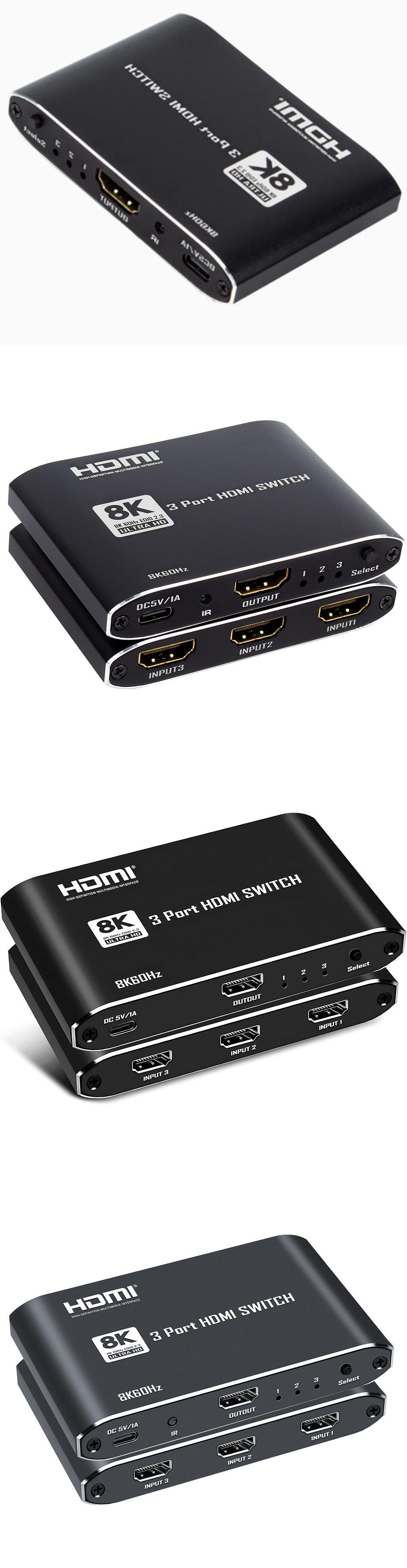 Gplus 8K321A Ultra HD 4320P 60Hz 4K UHD 120Hz 2K UHD 144Hz Full HD 1080P 240Hz 3x1 HDMI 2.1 Switch D-HDR HDR10 HDCP 2.3 48 Gpbs VRR QMS QFT ALLM Dolby Vision & Atmos Destekli 3 Giriş 1 Çıkış EDID CEC Destekli Profesyonel Metal Kasa HDMI 2.1 Switch