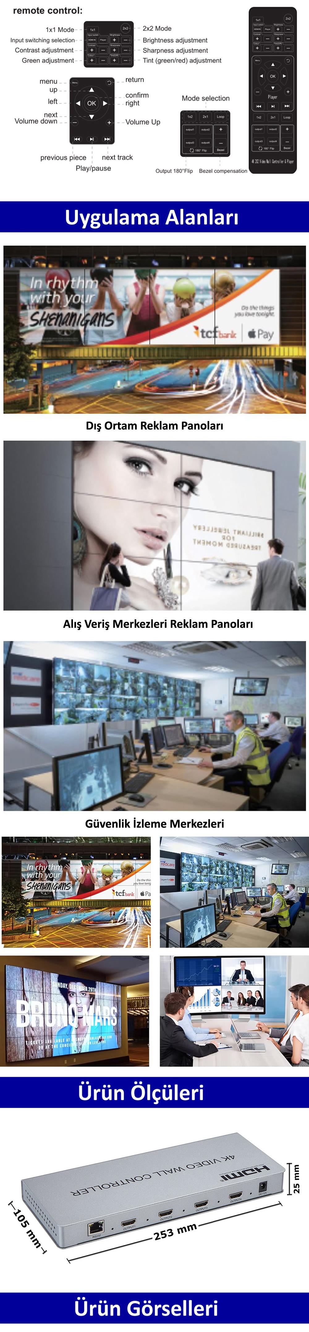 Gplus 4KVW243 2x2 Video Wall Controller 4K Duvar Ekran Denetleyici