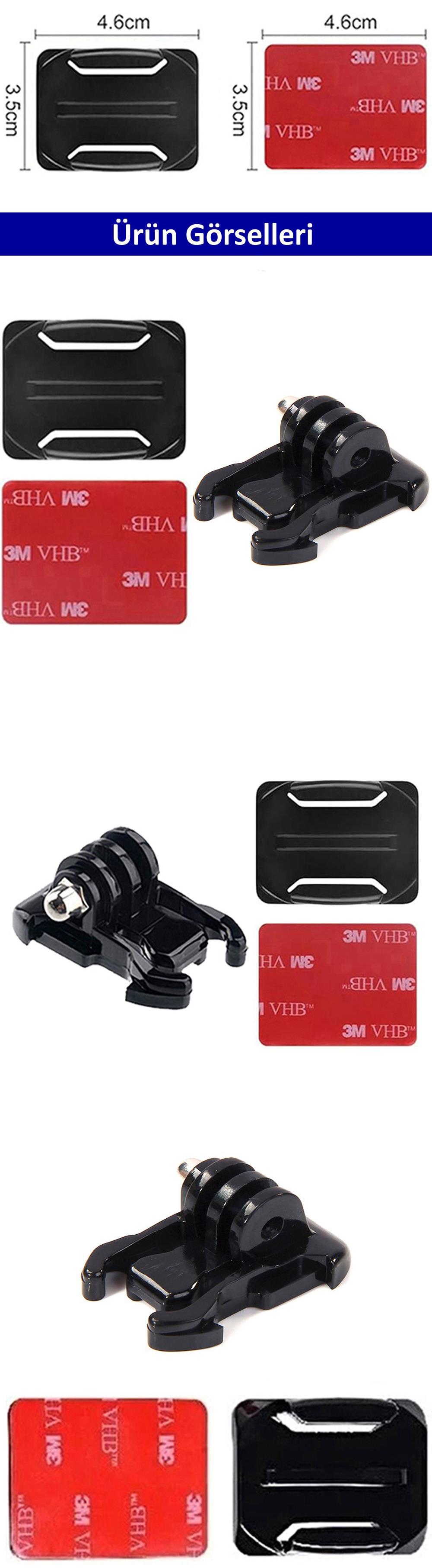 Gplus BS02KH 3 Parça Oval Zemin Kavisli Yüzey Hızlı Tak Aksiyon Kamera 3M Yapışkan Motor Kask Bağlantı Seti