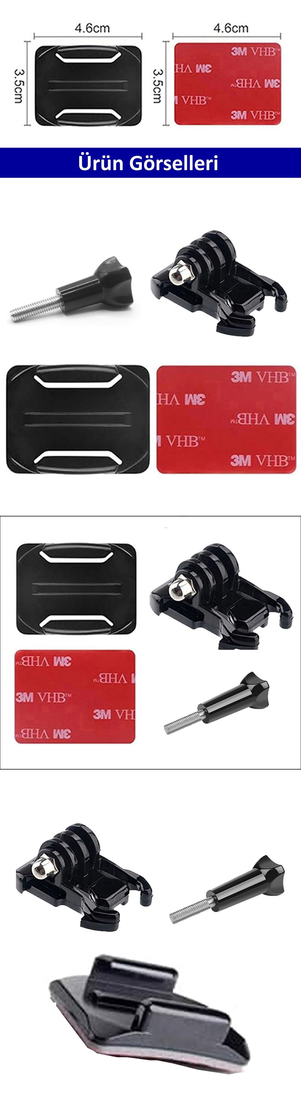 Gplus BS04KVH 4 Parça Oval Zemin Eğimli Yüzey Vidalı Hızlı Tak Aksiyon Kamera Uyumlu 3M Yapışkanlı Motor Kask Bağlantı Base Seti
