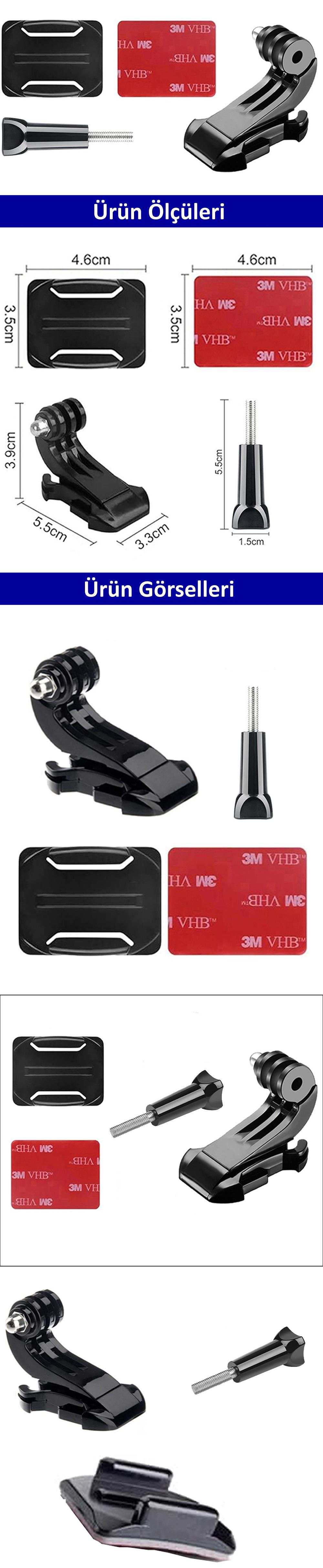 Gplus BS04KVJ 4 Parça Oval Zemin Eğimli Yüzey Vidalı J-Hook Hızlı Tak 3M Yapışkan Motor Kask Bağlantı Seti