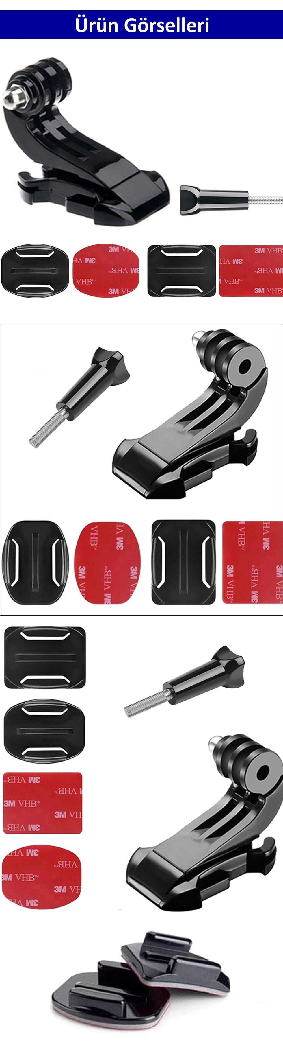 Gplus BS06KYVJ 6 Parça Oval Eğimli Zemin ve Flat Düz Yüzey Vidalı J-Hook Açılı Hızlı Tak Aksiyon Kamera Uyumlu 3M Yapışkanlı Motor Kask Bağlantı Base Seti