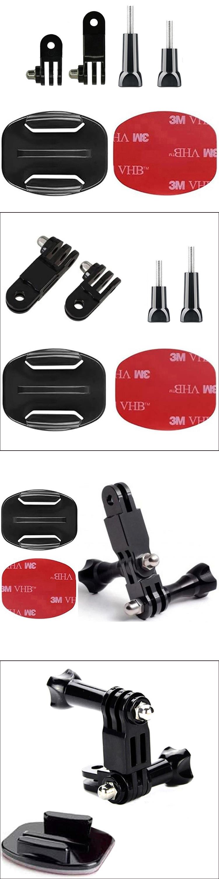 Gplus BS06Y 6 Parça Flat Zemin Düz Yüzey 3 Yollu Aksiyon Kamera Uyumlu 3M Yapışkan Motor Kask Bağlantı Seti
