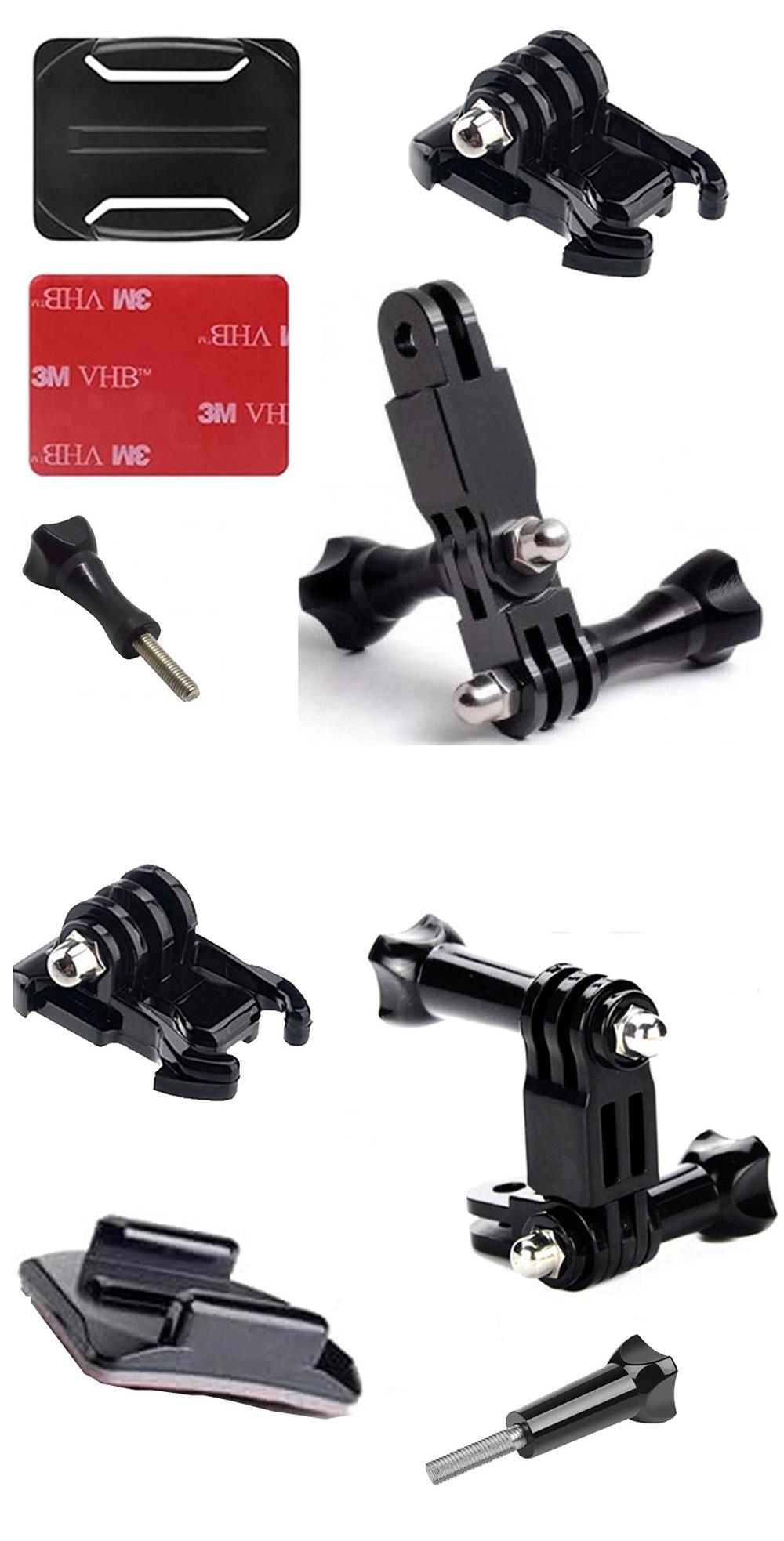 Gplus BS08KVH 8 Parça Oval Zemin Kavisli Yüzey Vidalı Hızlı Tak 3 Yollu Aksiyon Kamera Uyumlu 3M Yapışkan Motor Kask Bağlantı Seti